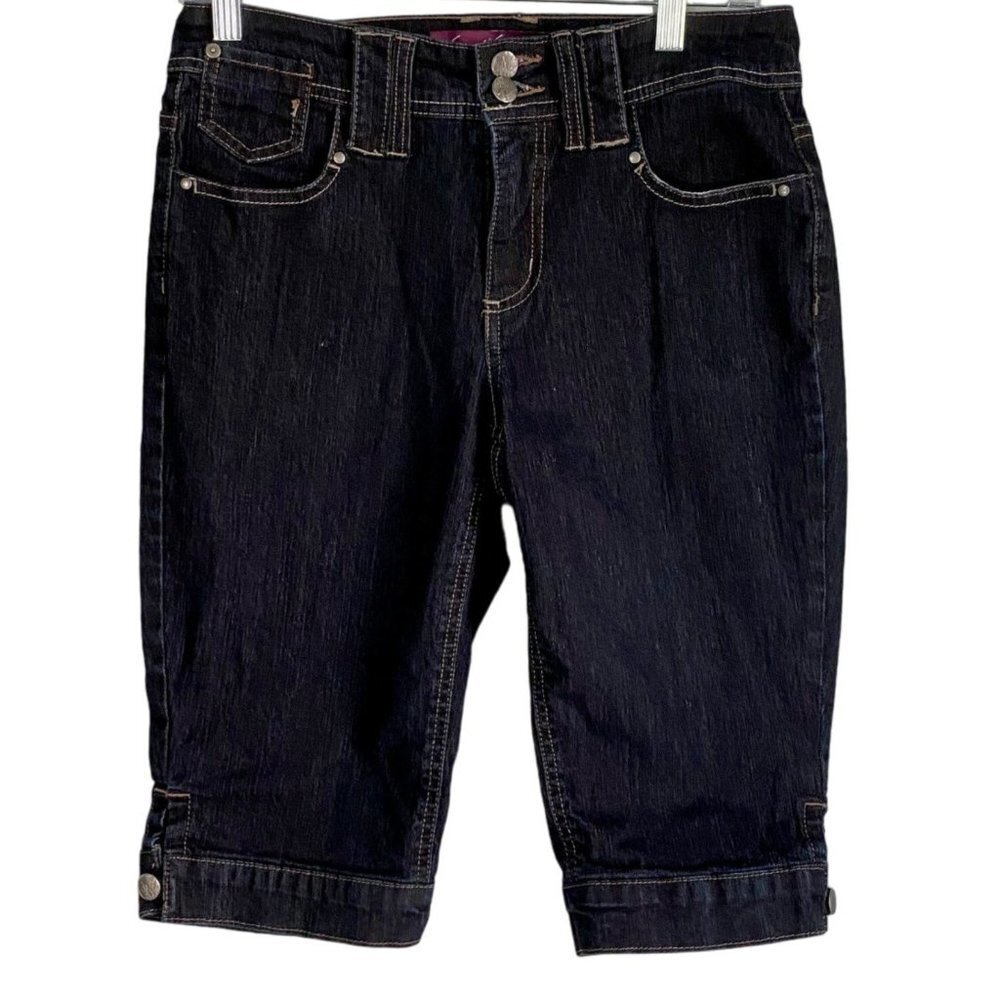 Gloria Vanderbilt Denim Jean Shorts Capris Dark Wash Size 6 Petite